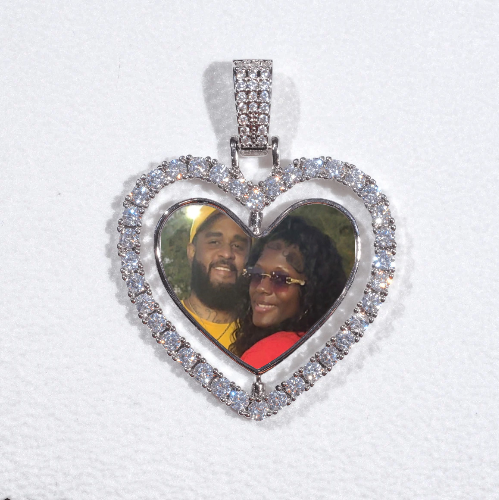 3D Spinning 2-Faced Heart Custom Picture Pendant