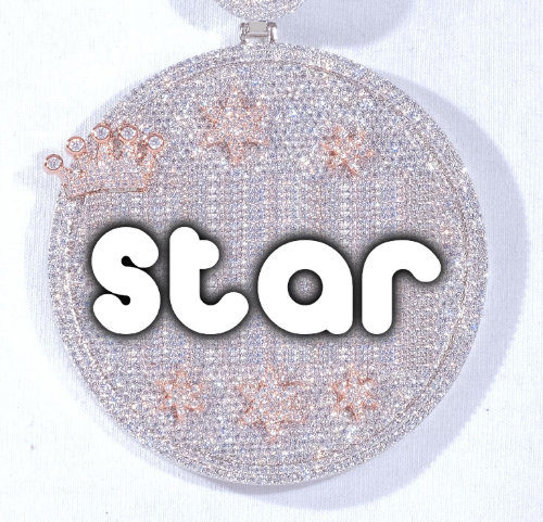 CUSTOM LETTER NECKLACE 3D BIG CROWN DISC