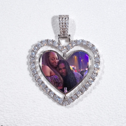 3D Spinning 2-Faced Heart Custom Picture Pendant