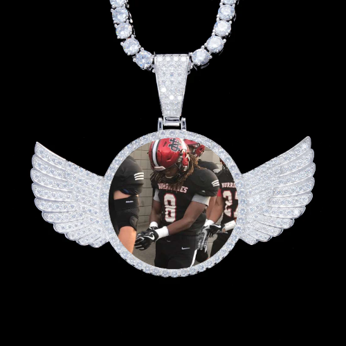 925S & VVS Moissanite 3D Wing Custom Picture Pendant