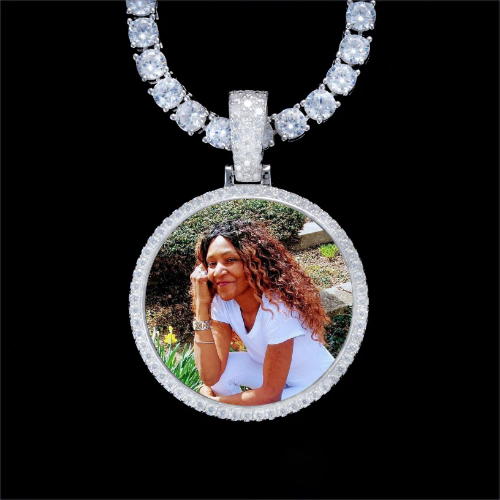 925S & VVS Moissanite 3D Circle Custom Picture Pendant