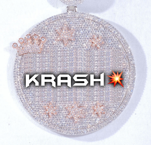 CUSTOM LETTER NECKLACE 3D BIG CROWN DISC