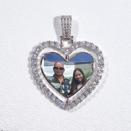 3D Spinning 2-Faced Heart Custom Picture Pendant