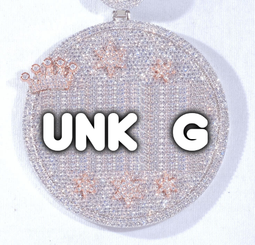 CUSTOM LETTER NECKLACE 3D BIG CROWN DISC