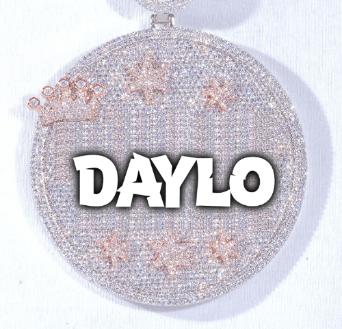 CUSTOM LETTER NECKLACE 3D BIG CROWN DISC