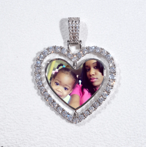 3D Spinning 2-Faced Heart Custom Picture Pendant