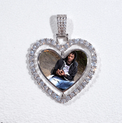3D Spinning 2-Faced Heart Custom Picture Pendant