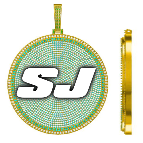 CUSTOM LETTER NECKLACE 3D BIG DISC