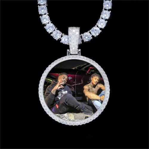 925S & VVS Moissanite 3D Circle Custom Picture Pendant