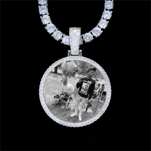 925S & VVS Moissanite 3D Circle Custom Picture Pendant