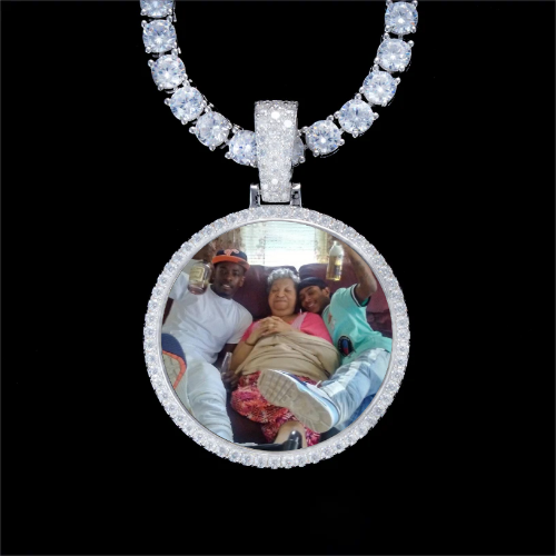 925S & VVS Moissanite 3D Circle Custom Picture Pendant