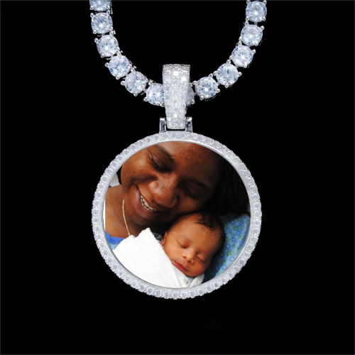 925S & VVS Moissanite 3D Circle Custom Picture Pendant