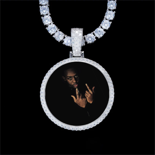 925S & VVS Moissanite 3D Circle Custom Picture Pendant