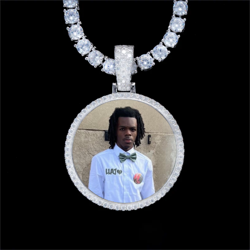 925S & VVS Moissanite 3D Circle Custom Picture Pendant