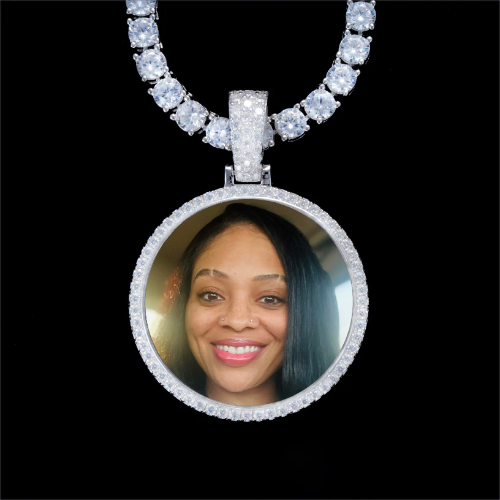 925S & VVS Moissanite 3D Circle Custom Picture Pendant