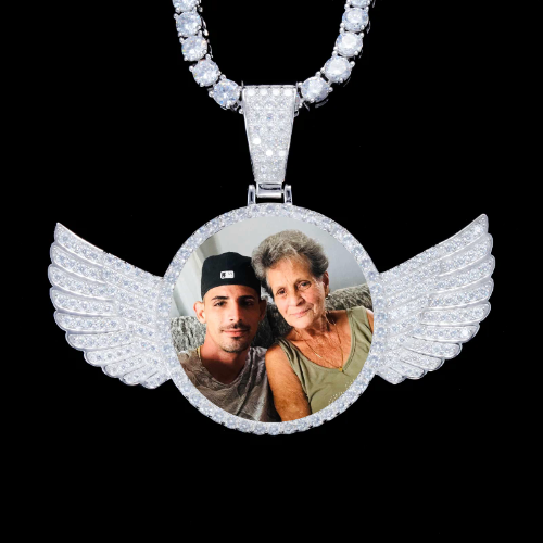 925S & VVS Moissanite 3D Wing Custom Picture Pendant