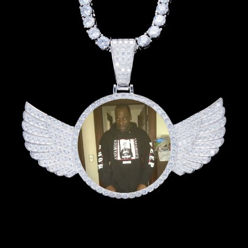 925S & VVS Moissanite 3D Wing Custom Picture Pendant