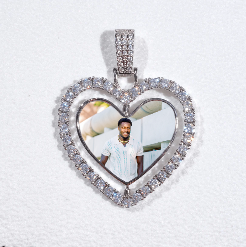 3D Spinning 2-Faced Heart Custom Picture Pendant