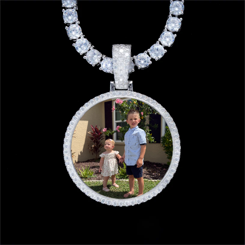 925S & VVS Moissanite 3D Circle Custom Picture Pendant