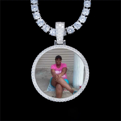925S & VVS Moissanite 3D Circle Custom Picture Pendant