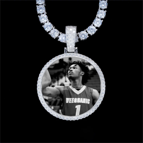 925S & VVS Moissanite 3D Circle Custom Picture Pendant