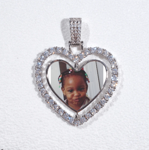 3D Spinning 2-Faced Heart Custom Picture Pendant