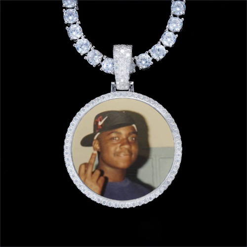 925S & VVS Moissanite 3D Circle Custom Picture Pendant