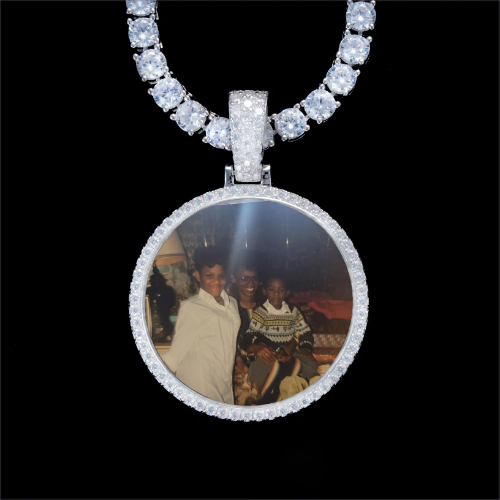 925S & VVS Moissanite 3D Circle Custom Picture Pendant