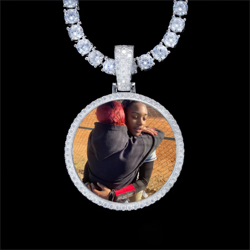 925S & VVS Moissanite 3D Circle Custom Picture Pendant