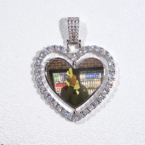 3D Spinning 2-Faced Heart Custom Picture Pendant