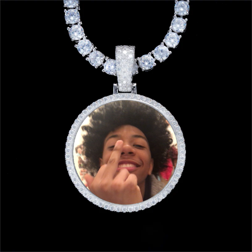 925S & VVS Moissanite 3D Circle Custom Picture Pendant