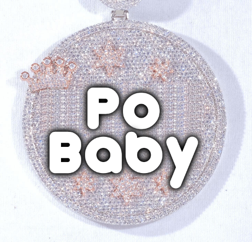 CUSTOM LETTER NECKLACE 3D BIG CROWN DISC