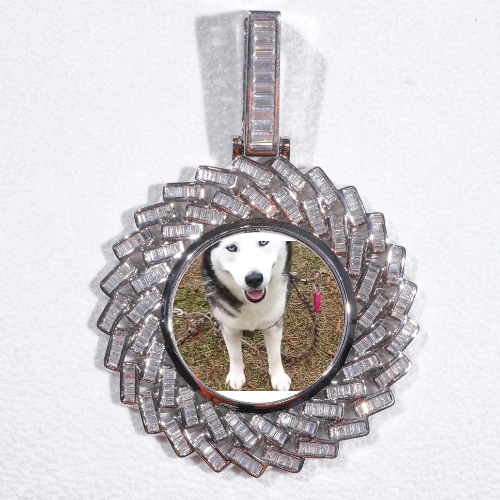 Large 3D Baguette Custom Picture Pendant
