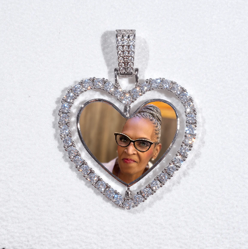 3D Spinning 2-Faced Heart Custom Picture Pendant