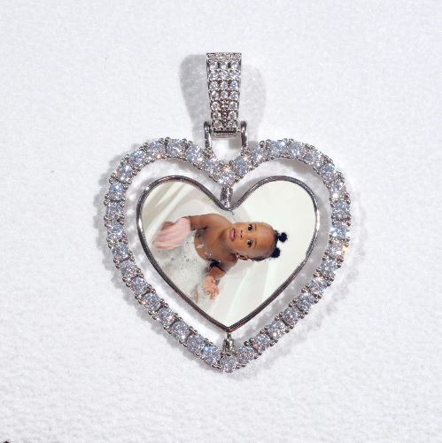 3D Spinning 2-Faced Heart Custom Picture Pendant