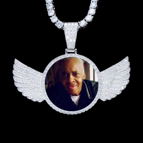 925S & VVS Moissanite 3D Wing Custom Picture Pendant