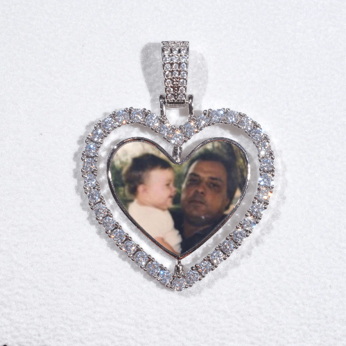 3D Spinning 2-Faced Heart Custom Picture Pendant