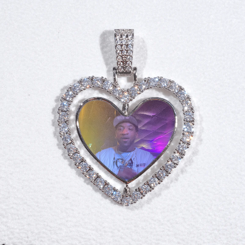 3D Spinning 2-Faced Heart Custom Picture Pendant