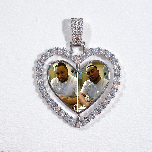3D Spinning 2-Faced Heart Custom Picture Pendant