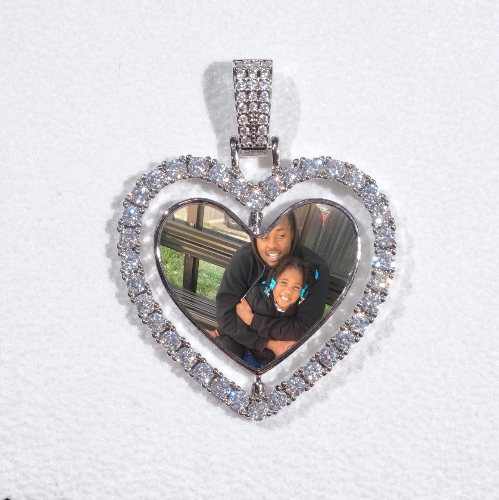 3D Spinning 2-Faced Heart Custom Picture Pendant