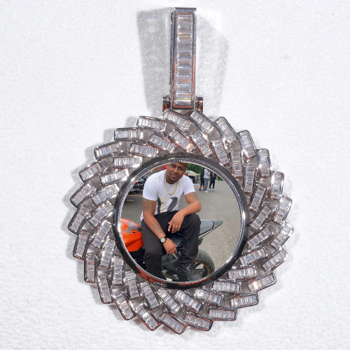 Large 3D Baguette Custom Picture Pendant