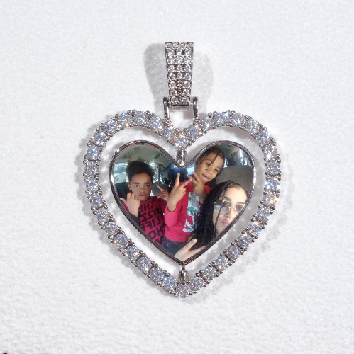 3D Spinning 2-Faced Heart Custom Picture Pendant