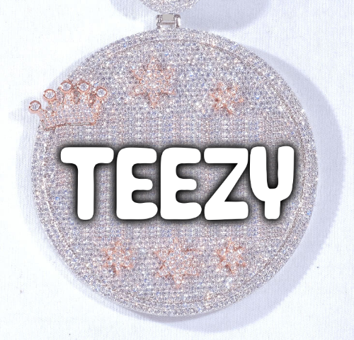 CUSTOM LETTER NECKLACE 3D BIG CROWN DISC