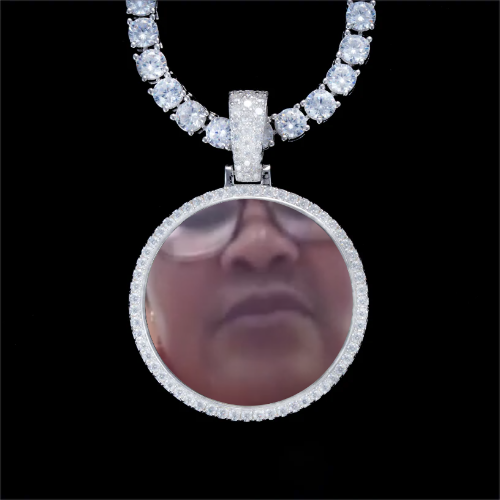 925S & VVS Moissanite 3D Circle Custom Picture Pendant