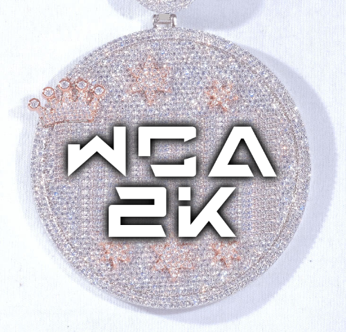 CUSTOM LETTER NECKLACE 3D BIG CROWN DISC