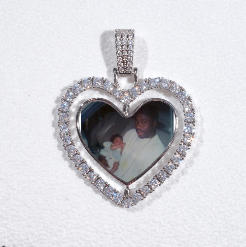 3D Spinning 2-Faced Heart Custom Picture Pendant