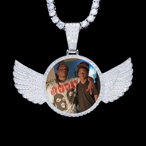 925S & VVS Moissanite 3D Wing Custom Picture Pendant