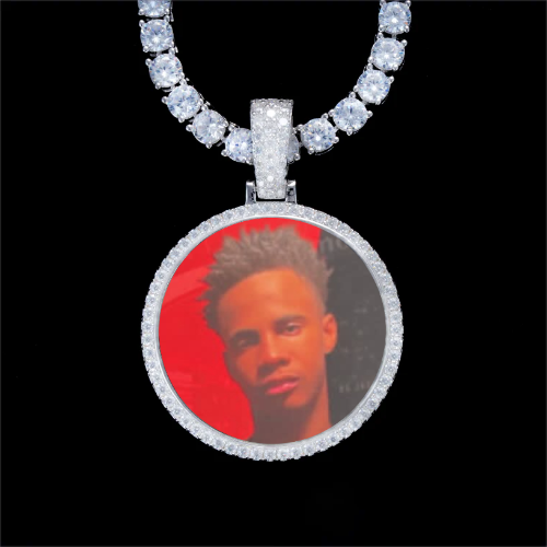 925S & VVS Moissanite 3D Circle Custom Picture Pendant