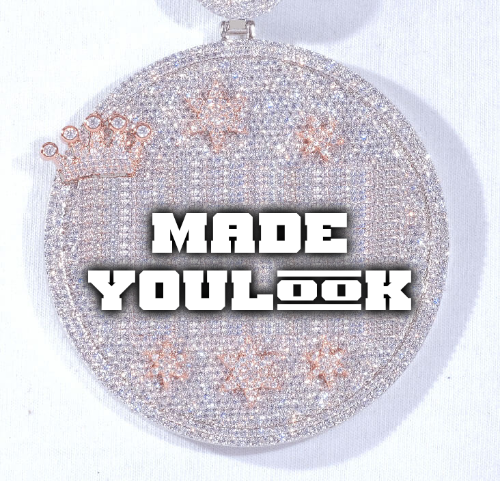 CUSTOM LETTER NECKLACE 3D BIG CROWN DISC