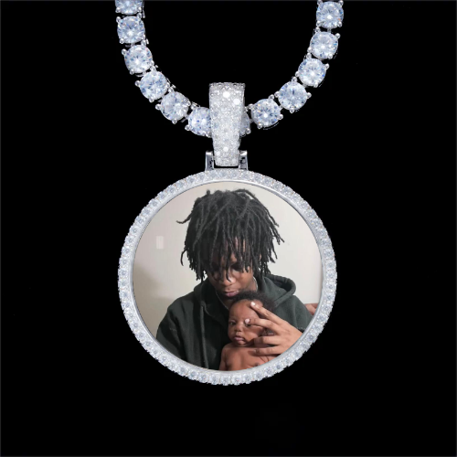 925S & VVS Moissanite 3D Circle Custom Picture Pendant